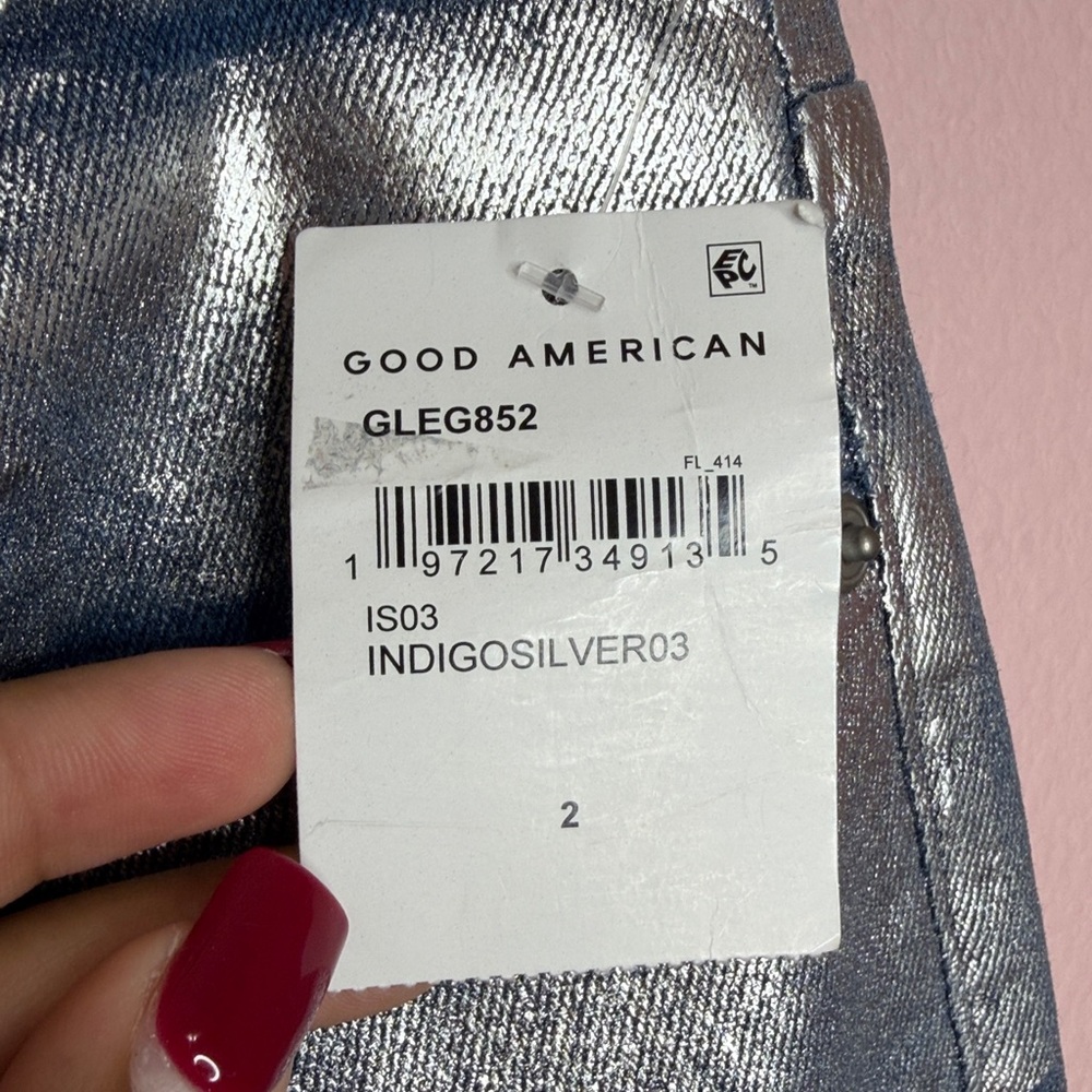 Good American Good Legs Coated Skinny Jean Indigo Silver03. Size 2/26 - Picture 4 of 10
